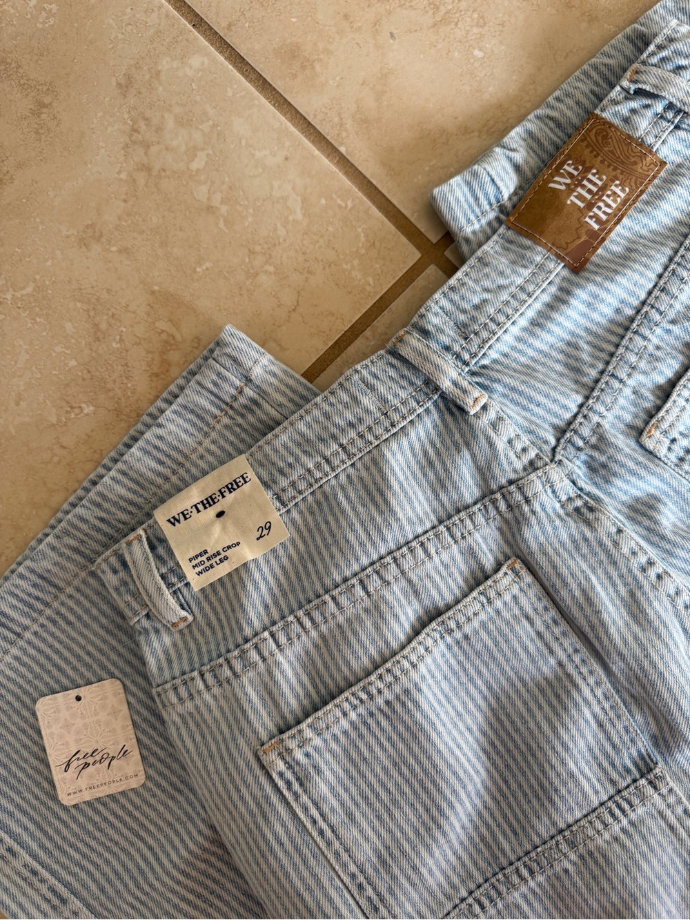 We the Free NWT piper mid-rise wide leg crop railroad jeans pants 29 - Picture 8 of 8
